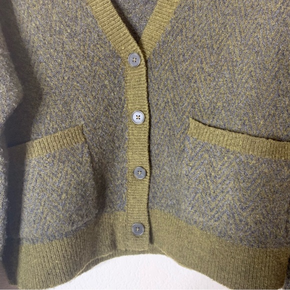 Madewell Short Kent Ex-Boyfriend Cardigan Sweater in Tonal Herringbone size L - Picture 4 of 8